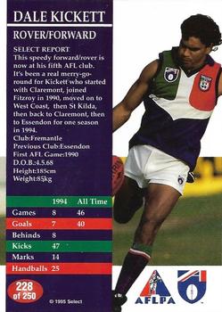 1995 Select AFL #228 Dale Kickett Back